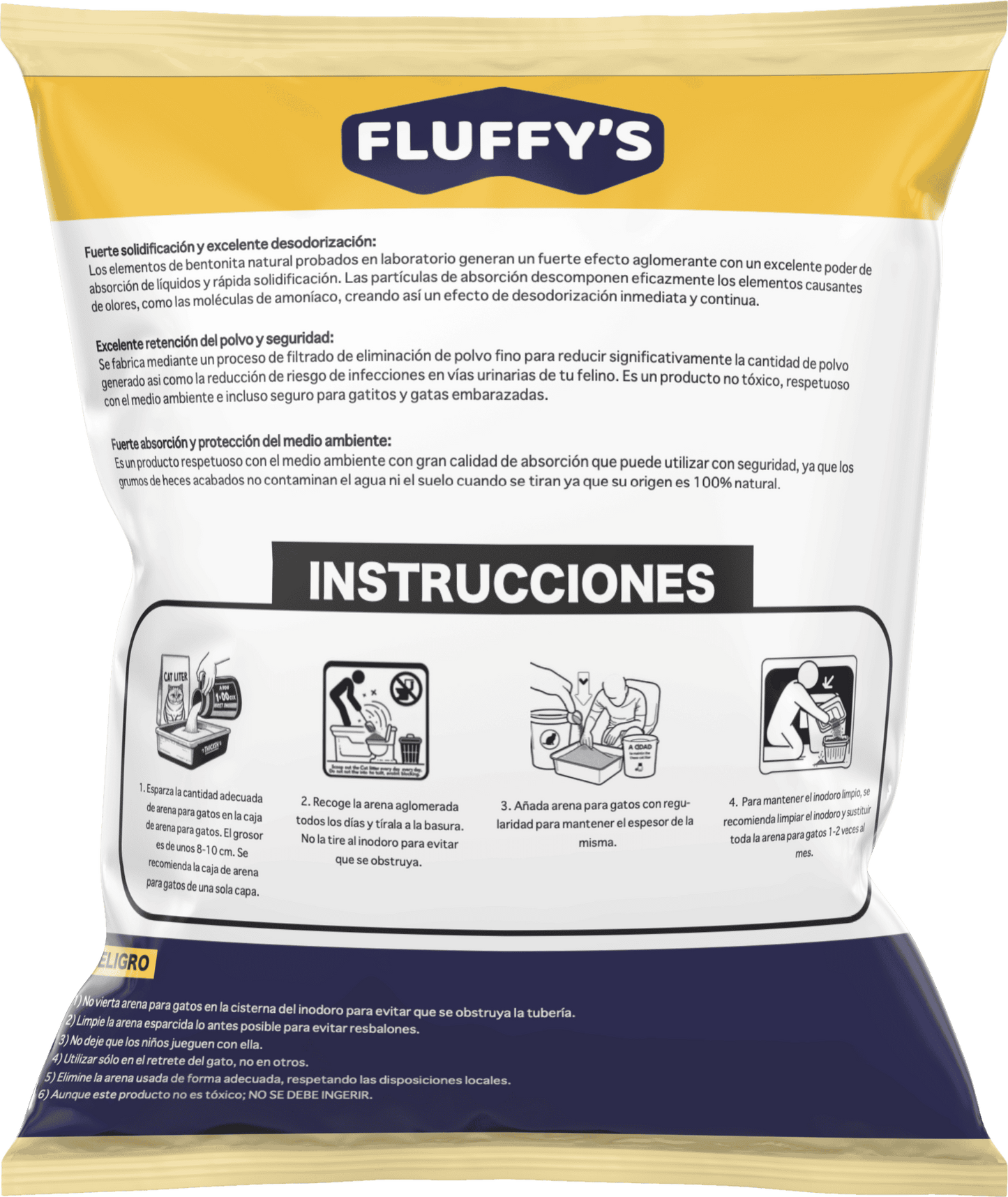 Fluffy's Arena Premium para Gatos de 20kg - Fragancia Limón, Natural y Biodegradable